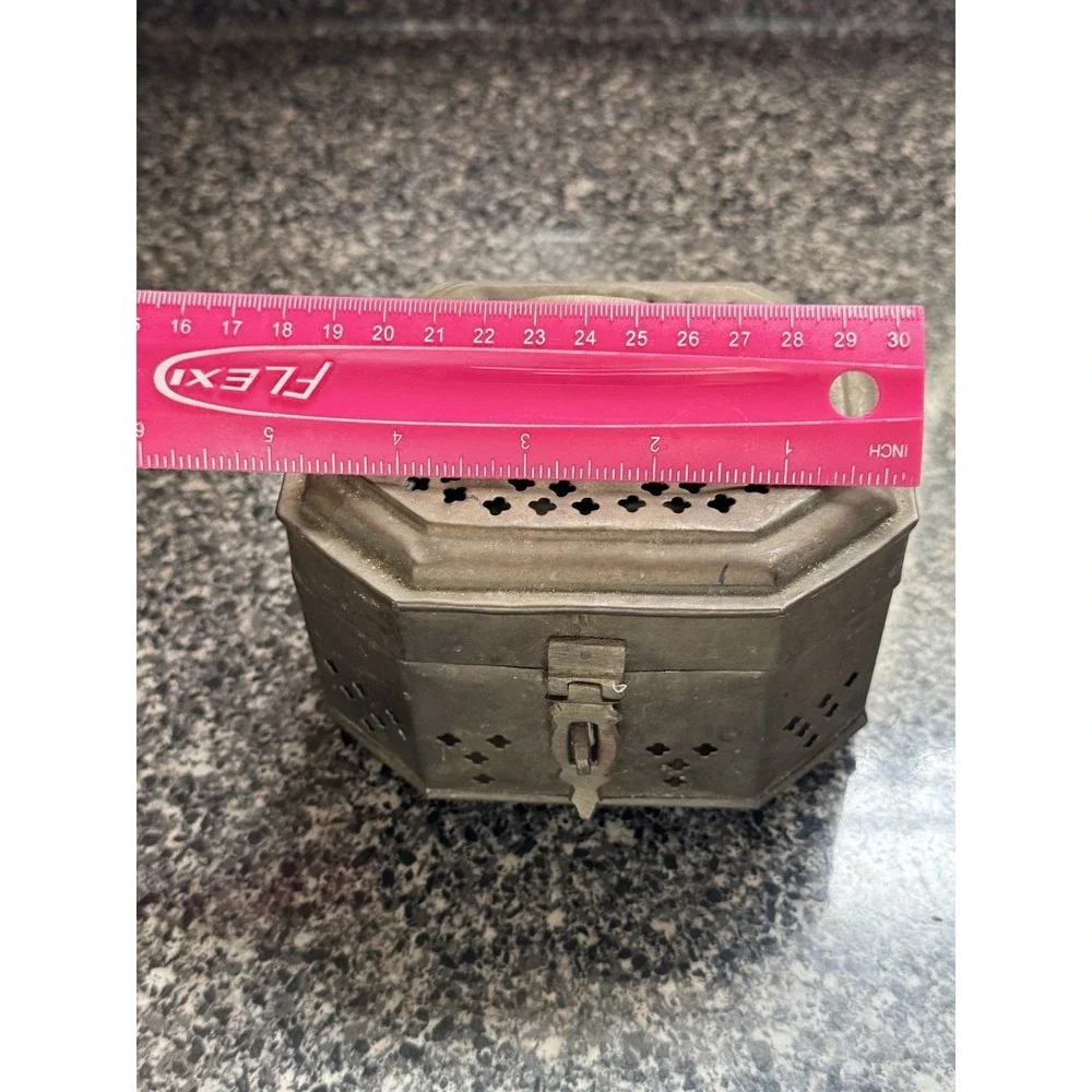 Vintage Brass Cricket Box Trinket Box‎ Incense Potpourri Metal Lock Box